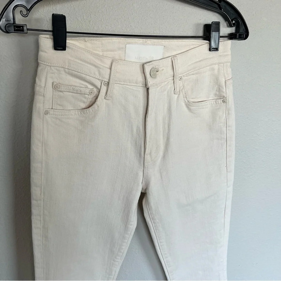 MOTHER Superior The Insider Ankle Fray Jean Act Natural Cream Off White Denim 25 - Picture 4 of 14